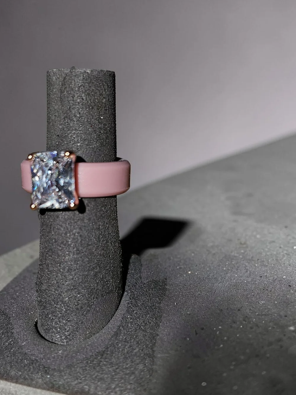 Nwot Wizero Pink Silicone Ring with Square Cubic Zirconia Accent